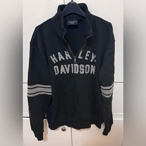 Harley-Davidson Black and Gray Zip-Up pullover size mens large